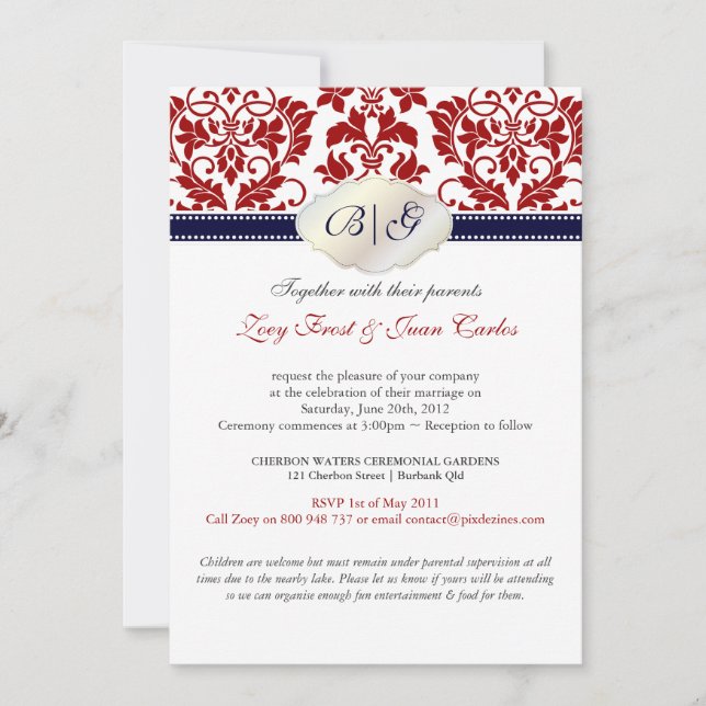 PixDezines Tanza Damask/DIY färger!! Inbjudningar (Framsida)