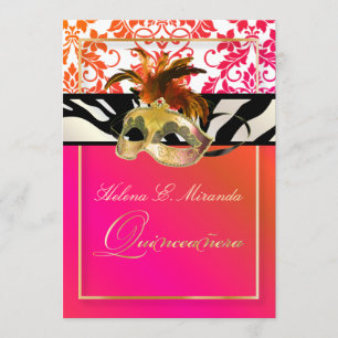 PixDezines Tanza Damask/Quinceanera/Zebra Inbjudningar