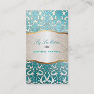 PixDezines teal flora Damask/dyy bakgrund Visitkort