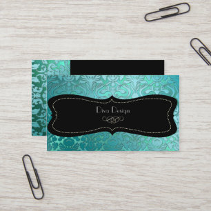 PixDezines teal flora Damask/dyy bakgrund Visitkort