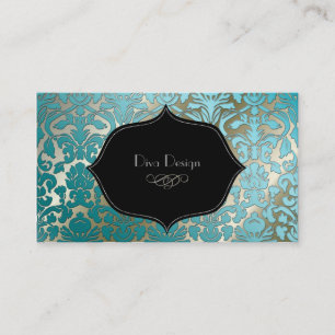 PixDezines teal flora Damask/dyy bakgrund Visitkort