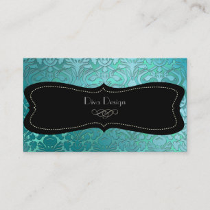 PixDezines teal flora Damask/dyy bakgrund Visitkort
