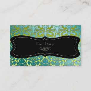 PixDezines teal flora Damask/dyy bakgrund Visitkort