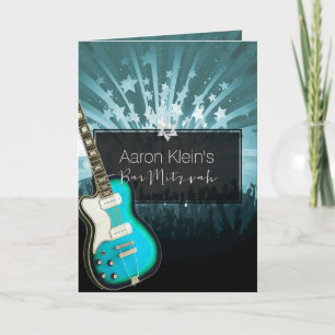PixDezines teal guitar/foto/pub mitzvah Inbjudan