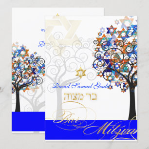 PixDezines TRÄD ET LIV BAR MITZVAH Inbjudningar