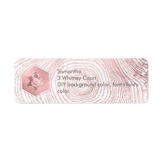 PixDezines Träd Ringar, Faux Ro Guld Honeycomb Returadress Etikett (Framsidan)