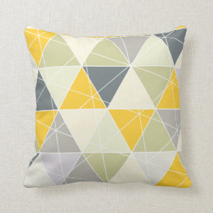 PixDezines trianglar geometrisk/gul/grå Kudde