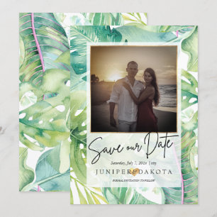 PixDezines Tropical Greenery Spara - datum Inbjudningar