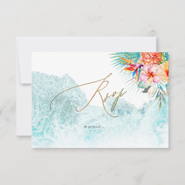 PixDezines Tropical Paradise Beach Wedding OSA Inbjudningar (Framsida)