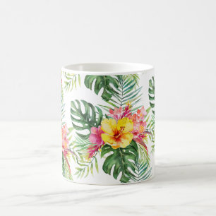 PixDezines Tropisk Paradis Blommor och bladverk Kaffemugg