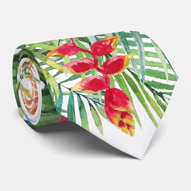 PixDezines Tropiskt Paradis Blommig Lövverk Slips (Rullad)