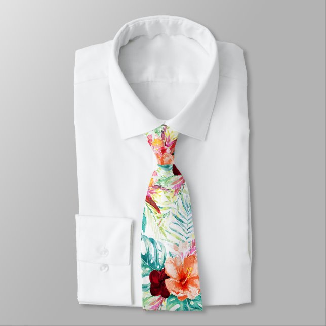 PixDezines Tropiskt Paradis Blommig Lövverk Slips (Bunden)