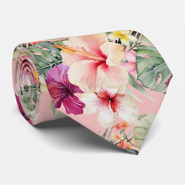 PixDezines Tropiskt Paradis Blommig Lövverk Slips (Rullad)