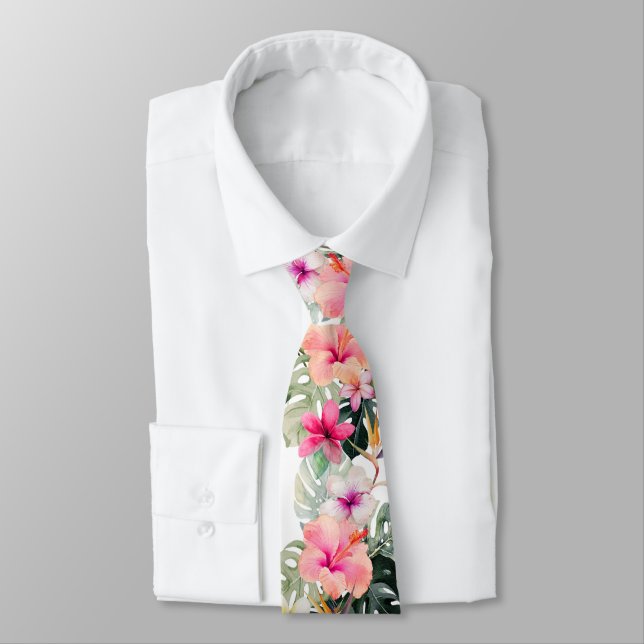 PixDezines Tropiskt Paradis Blommig Lövverk Slips (Bunden)