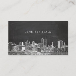 PixDezines Twin Torn NYC Skyline/Chalkboard Visitkort