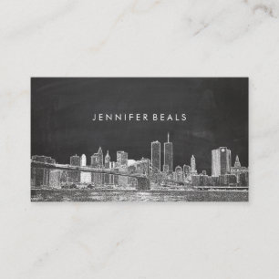 PixDezines Twin Torn NYC Skyline/Chalkboard Visitkort