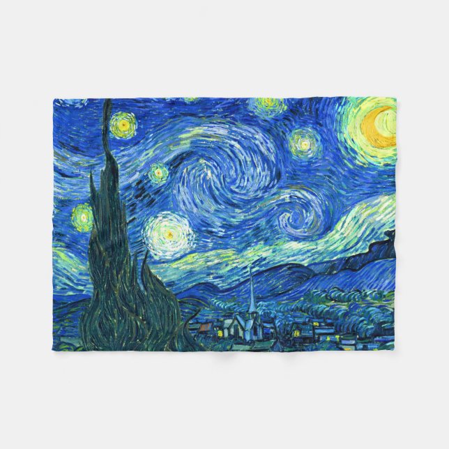 PixDezines van gogh/Starry night Fleecefilt (Framsidan (Horisontell))