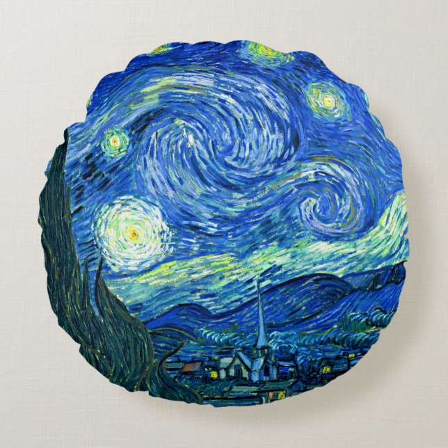 PixDezines van gogh stjärnenatt/st. remy Rund Kudde (Framsidan)