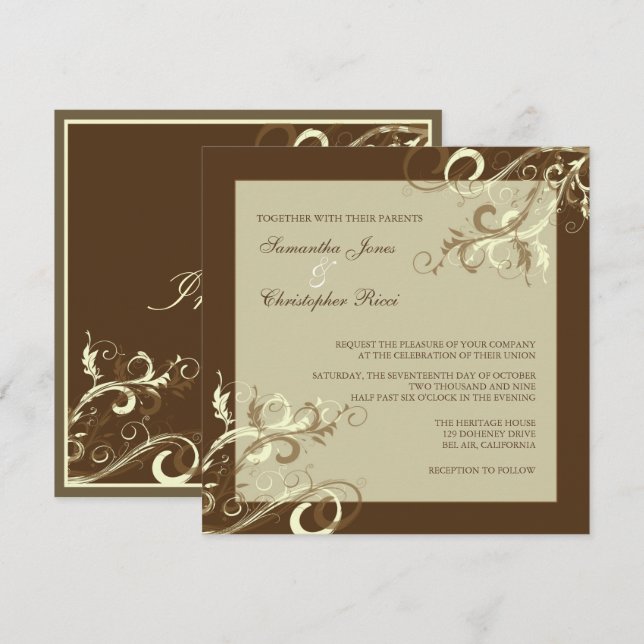 PixDezines VANILLA SWIRLS/CAFE AU LAIT Inbjudningar (Fram/baksida)