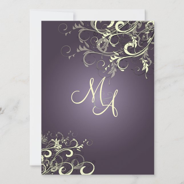 PixDezines Vanilla Swirls/DIY Mörk Lila Bckgrand Inbjudningar (Framsida)