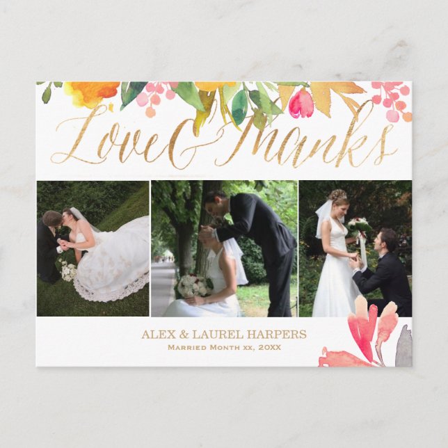 PixDezines Vår Blommigt Vattenfärg/tack Vykort (Framsida)