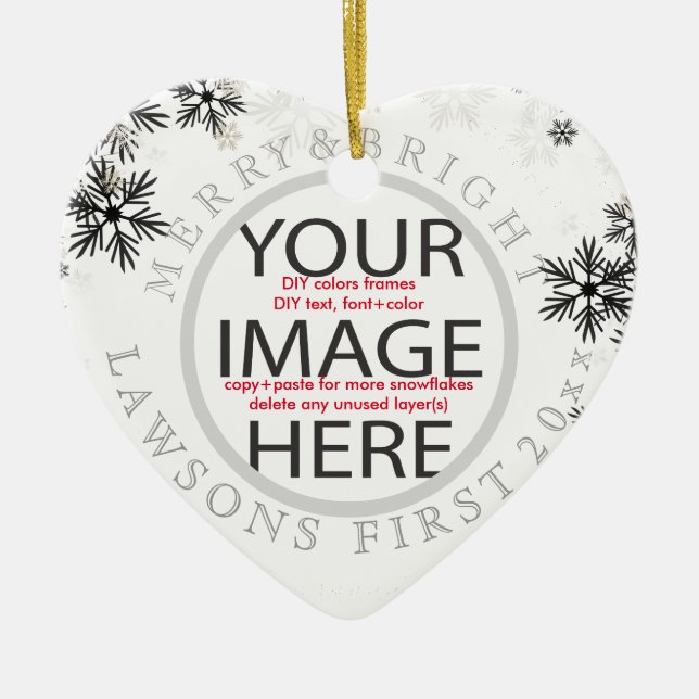 PixDezines vår första julklapp/DIY färg Julgransprydnad Keramik (Framsidan)