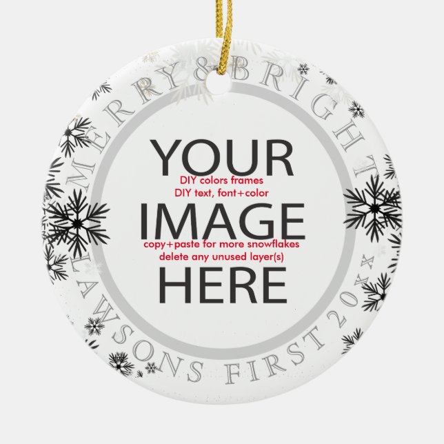 PixDezines vår första julklapp/DIY färg Julgransprydnad Keramik (Framsidan)