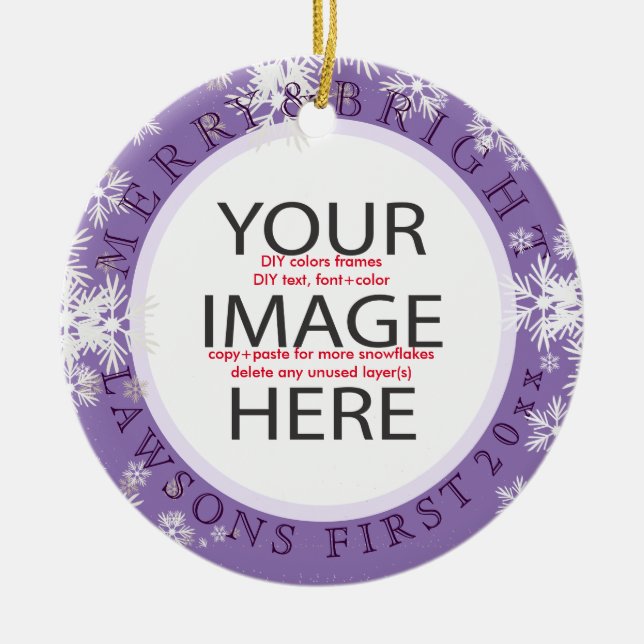 PixDezines vår första julklapp/DIY färg Julgransprydnad Keramik (Framsidan)