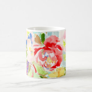 PixDezines Vår vattenfärgsblommor Kaffemugg
