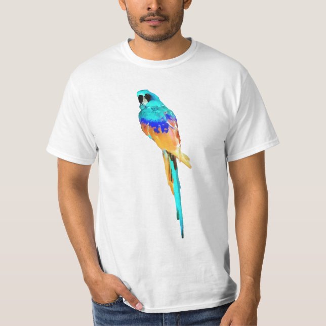 PixDezines vattencolor macaw/blue Tee (Framsida)