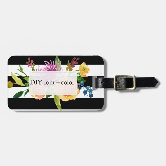 PixDezines vattenfärg/blommigt Bagagebricka (Horisontell Framsida)