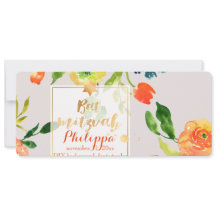 PixDezines vattenfärg/Blommigt/Bat mitzvah