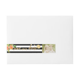 PixDezines vattenfärg/blommigt/rand/guld Etikettband