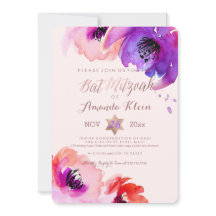 PixDezines ✡ vattenfärg för Bat mitzvah/Blommigt