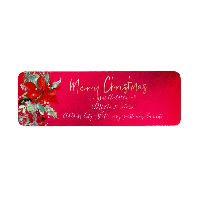 PixDezines Vattenfärg jul Vinterutandning Returadress Etikett (Framsidan)
