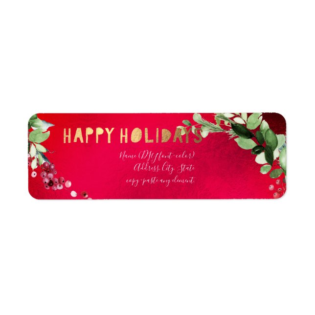 PixDezines Vattenfärg jul Vinterutandning Returadress Etikett (Framsidan)