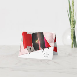 PixDezines Vattenfärg Mitzvah tack, Röd Svart Tack Kort