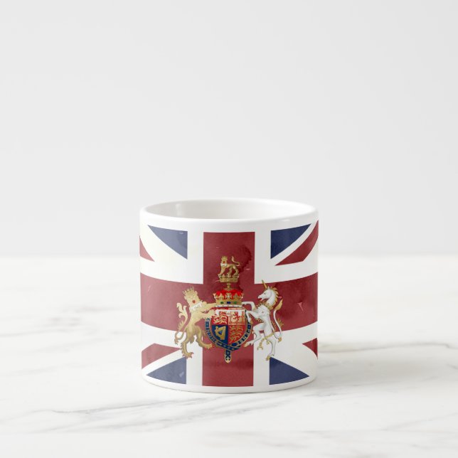 PIXDEZINES VATTENFÄRG UNION JACK och INSIGNIA Espressomugg (Framsidan)