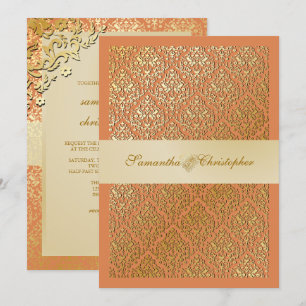 PixDezines vavin-damask/champagne/diy-bakgrund Inbjudningar
