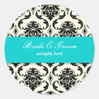 PixDezines Vendome Damask, Aqua Runt Klistermärke