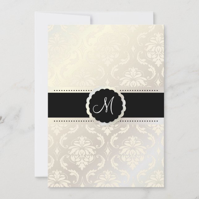 PixDezines Vendome Damask / Black + White 5x7 Inbjudningar (Framsida)