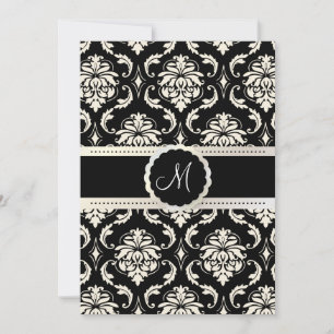 PixDezines Vendome Damask / Black + White 5x7 Inbjudningar
