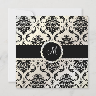 PixDezines Vendome Damask / Black + White Inbjudningar