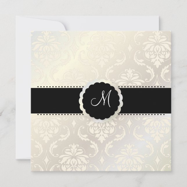 PixDezines Vendome Damask / Black + White Inbjudningar (Framsida)