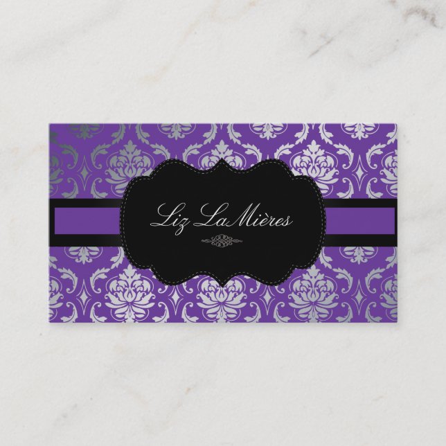 PixDezines Vendome Damask/diy färg, lila Visitkort (Framsida)