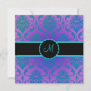 PixDezines Vendome Damask / Påfågelblå Inbjudningar