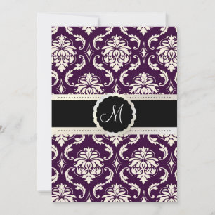 PixDezines Vendome Damask / Plommon + Crème 5x7 Inbjudningar