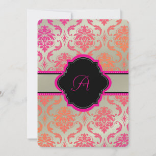 PixDezines Vendome Damask /sherbet Inbjudningar