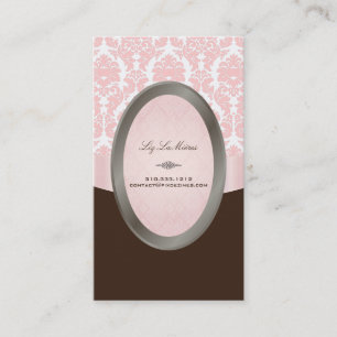 PixDezines versailles Damask/rosa+choklad Visitkort