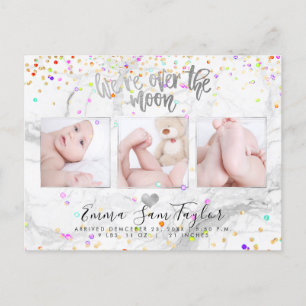 PixDezines Vi är över månen Födelsedagsconfetti Meddelande Vykort